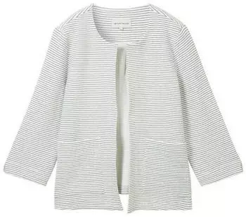Tom Tailor Cosy Blazer Regular Fit mit Taschen (1041218) offwhite green stripe