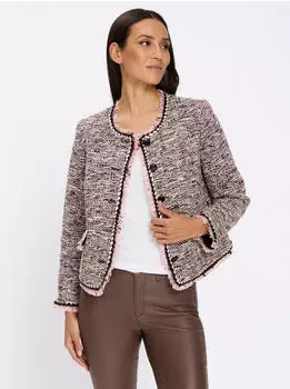 Heine Bouclé Blazer schwarz-rosé-gemustert