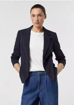 Comma Taillierter Blazer aus weichem Jersey mit Rei&szlig;verschlusstaschen blau (2176807.5976)