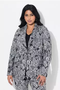 Ulla Popken Blazer leicht tailliert Reverskragen marine/weiß