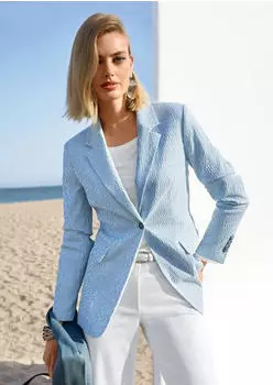Madeleine Cord Blazer mit Reverskragen rauchblau/wei&szlig;