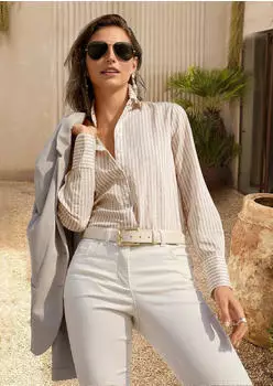 Madeleine Blazer Jersey-Blazer mit femininem Schnitt cappuccino/wollwei&szlig;