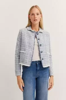 Bugatti Kurzblazer mit Knopfleiste (60847069-34) blau & grau multi