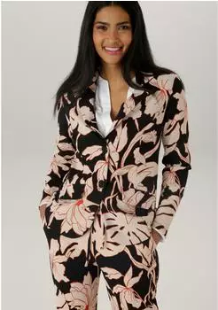 Aniston Jersey Blazer mit gro&szlig;fl&auml;chigem abstraktem Blumenmuster (16783546) sand/schwarz/zimt