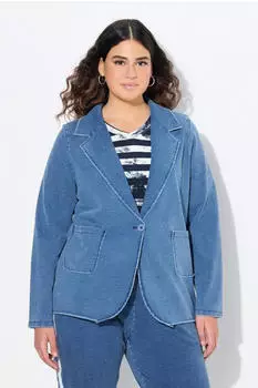 Ulla Popken Blusenblazer mit Reverskragen und Klappentaschen (823981) blue denim