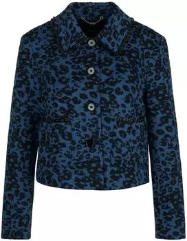 Marc Cain Sopo Kurze Jacke mit Leo-Muster und Kentkragen (BR 31.07 J01) dunkelblau