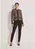 Madeleine Kragenloser Pepita-Blazer mit Paspelierung espresso/beige