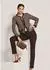 Madeleine Kragenloser Pepita-Blazer mit Paspelierung espresso/beige