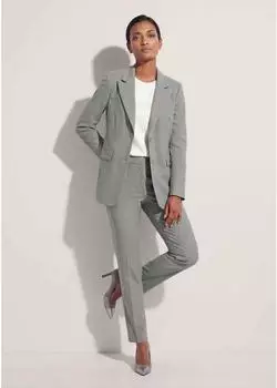 Madeleine Floraler Langer Jersey-Blazer (60606803600360) steingrau / melange