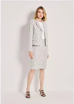 Madeleine Blazer in Boxy-Form perlwei&szlig;/schwarz/melange