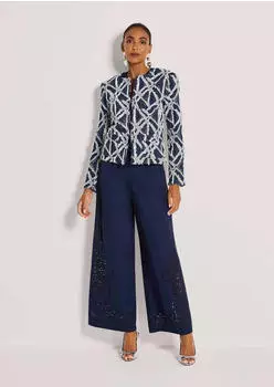 Madeleine Blazer Kurzblazer mit Unikat-Print (17155922) marine/perlwei&szlig;/multicolor