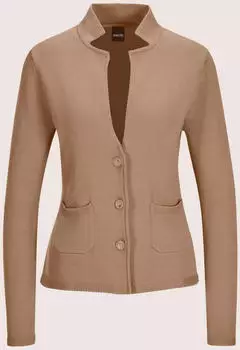 Madeleine Strickblazer Eleganter Blazer mit feinem Glattstrick Strickjacke (68828735) caramel