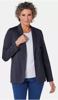 GOLDNER Damenblazer mit Reverskragen und Paspeltaschen Gerade (87308239) marine
