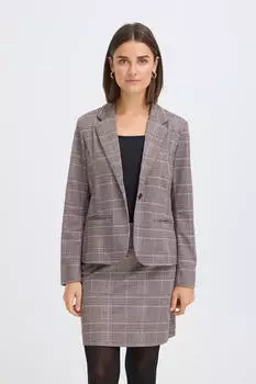 Fransa FRAbigail Regular Fit Blazer (75009923) hot fudge w. pink check