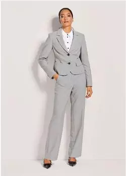 Madeleine Floraler Langer Jersey-Blazer (63131040) steingrau/wollweiß