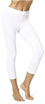 Hue Wide Waistband Blackout Cotton Capri Leggings weiß