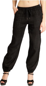 Caspar Elegante Leinenhose KHS051 schwarz