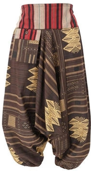 Guru-Shop Haremshose breitem gewebtem Bund Ikat Thai Pluderhose braun