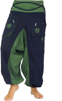 Guru-Shop Pluderhose Spirale schwarz grün Damen Baumwolle