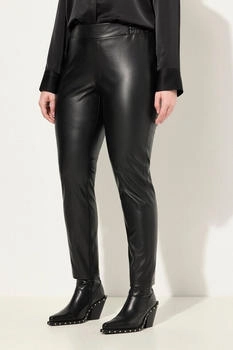 Ulla Popken Funktionshose Lederoptik-Hose Kunstleder Slim Stretch