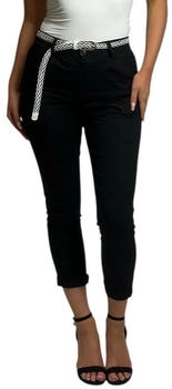 Mississhop Chinohose Damen Hose Baumwolle Gürtel M 369 schwarz