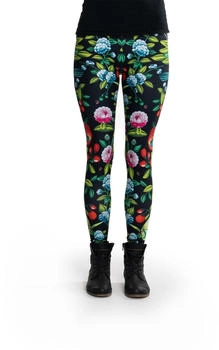 Cosey Bunte bedruckte Blumen-Leggings Einheitsgröße Design Kamelie