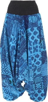 Guru-Shop Patchwork Pluderhose türkisblau Baumwolle