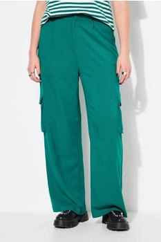 Studio Untold Funktionshose High Waist Wide Legs Cargotaschen grün