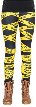 Cosey Bunte Halloween Leggins Einheitsgröße Design Police Crime Scene