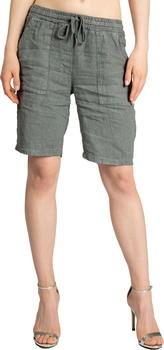 Caspar BST010 knielange Leinen Shorts dunkelgrau