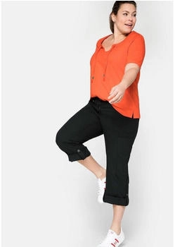 Sheego Cargohose Krempelfunktion schwarz