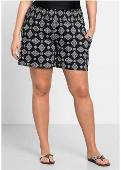 Sheego Shorts Smokbund und zwei Taschen schwarz bedruckt