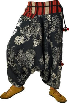 Guru-Shop Haremshose breitem gewebtem Bund schwarz