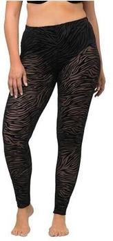 Ulla Popken Mesh-Leggings Animal Print Schwarz