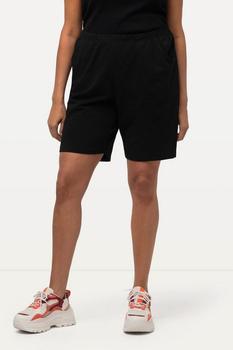 Ulla Popken Jerseyshorts Taschen Elastikbund Bermuda schwarz