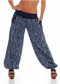 malito Haremshose 3488 Aladinhose Orient Print elastischer Bund dunkelblau