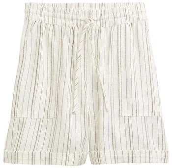 Tom Tailor Denim Relaxed Shorts mit Leinenanteil white olive vertical stripe (1046843_37833)