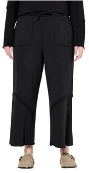Ulla Popken Culotte Sweat-Culotte Ziernähte schwarz