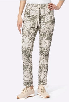 Heine Druckhose khaki champagner bedruckt