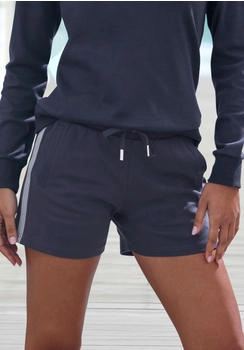 H.I.S Jeans Shorts seitlichen Streifen marine