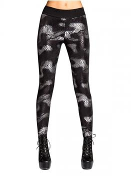 Caspar Gefütterte Leggings schwarz silber kroko HLE016