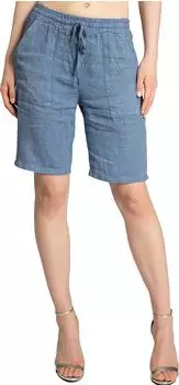 Caspar BST010 Leinen Shorts jeansblau