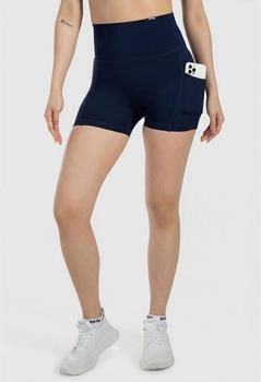 Smilodox Shorts Lissa high waist radlerhose seitlichen eingrifftaschen figurformender bund marineblau