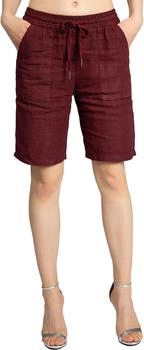 Caspar BST010 knielange Leinen Shorts bordeauxrot