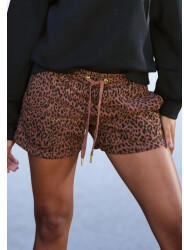 Buffalo Sweatshorts mit seitlichem Rippeinsatz und Logostickerei braun leo
