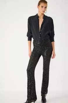 No Matter What Bootcut Hose Mid Waist schwarz glitzer