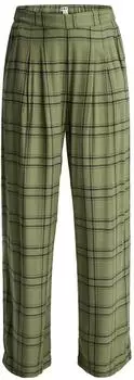 Roxy Great Influence Relaxed Flannel Trouser Style (ERJNP03665-GLD1) oil green natural plaid
