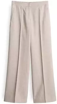 Opus Maiga Cozy Wide Leg Pants in Melange Optik beige