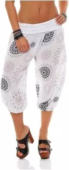 malito Kurze Pumphose mit Print Aladdinhose Capri (7182) weiß