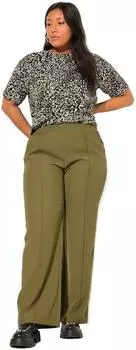 Studio Untold Wide Legs Hose mit Biese Seitenstreifen (70625202) oliv/weiß